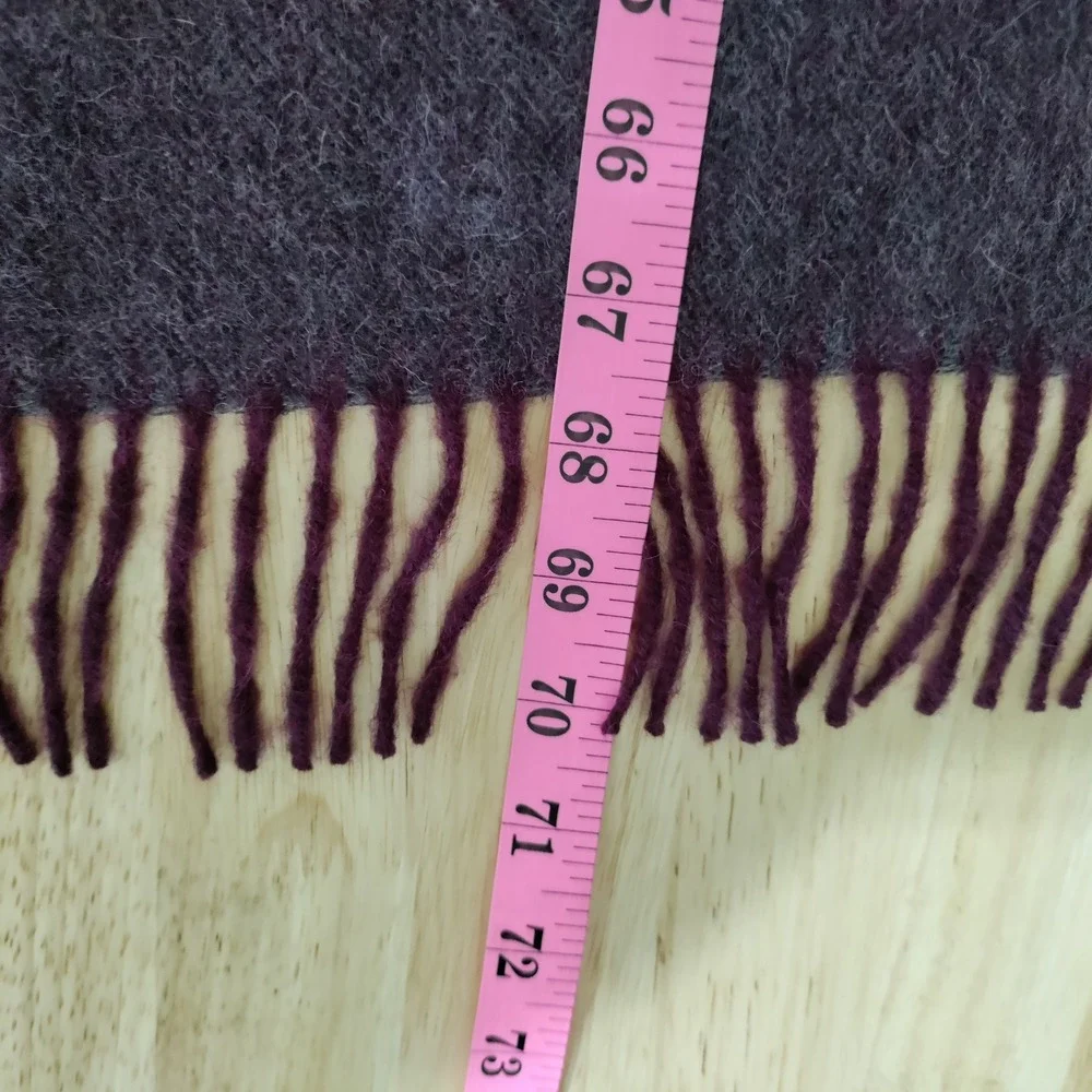 Tumi 100% Baby Alpaca Scarf Burgundy Red Herringbone Fringe Made in Peru
